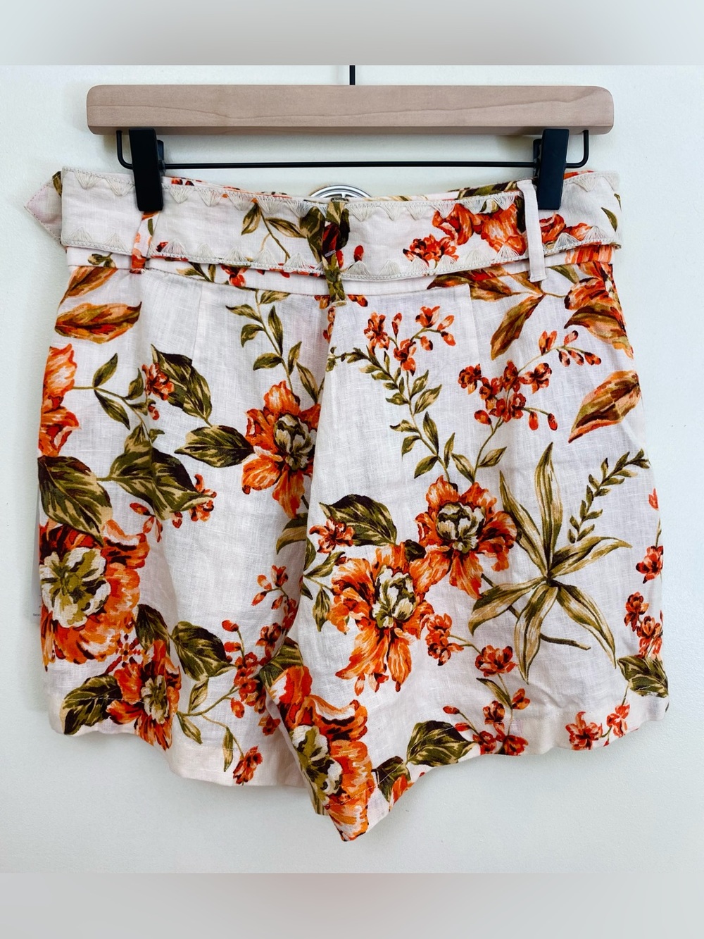 Joie Women’s 100% Linen Floral Belted Shorts High Rise Pocketed Sz 6 - Picture 7 of 11